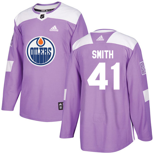 Adidas Edmonton Oilers #41 Mike Smith Purple Authentic Fights Cancer Stitched Youth NHL Jersey
